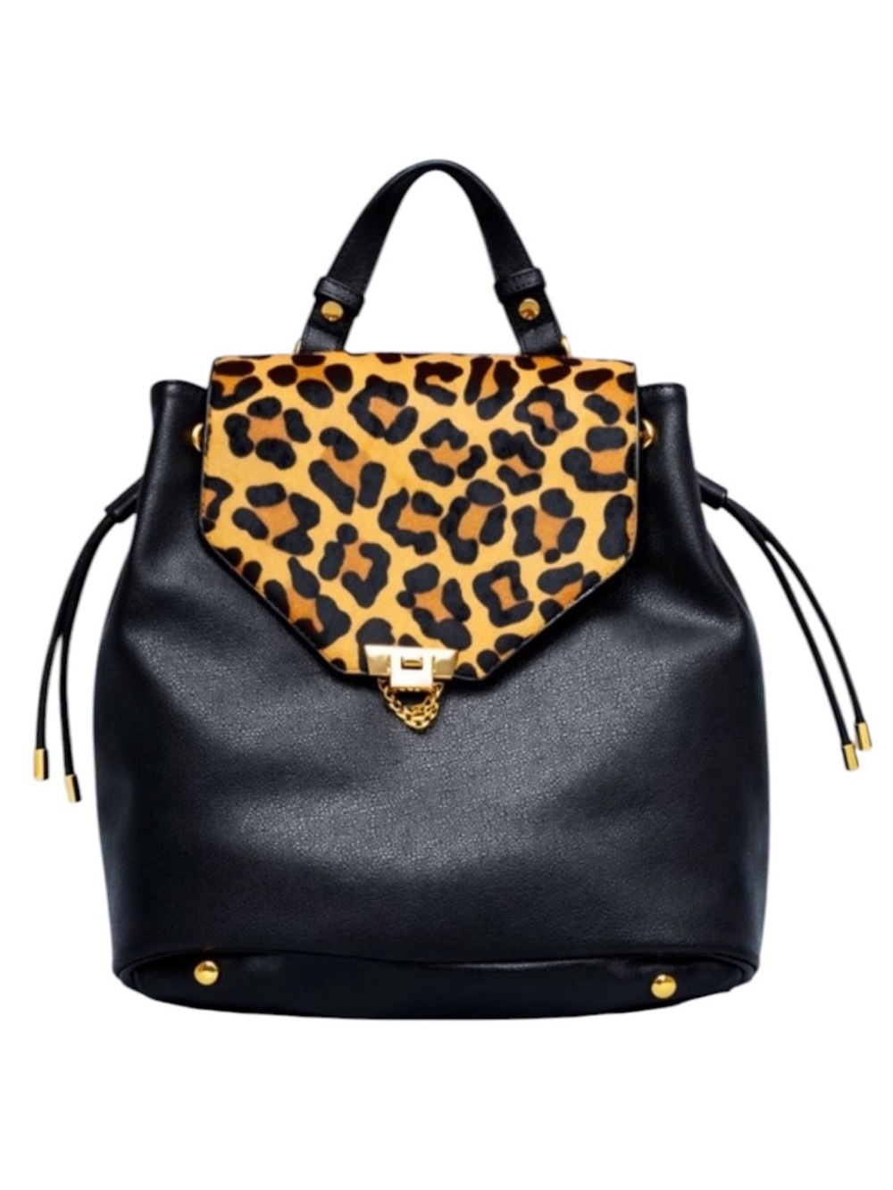 DUNE London Backpack Black Leather Leopard Genuine Calf Hair Leather